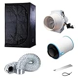 NEUTRALISIERT die Gerüche NICEGROW.de Box Set 90x50x180cm Zelt Abluft Growzelt 187 CBM/h inkl. Aktivkohlefilter Grow