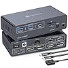 Thunderbolt 4 kvm Switch Docking Station para 2 monitores 2 portátiles o Macbooks Pantalla dual extendida 4K@60Hz con Displaylink USB C 3.2 kvm switches 2 proyectores con salida HDMI y