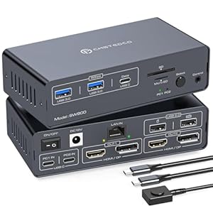 Thunderbolt 4 kvm Switch Docking Station para 2 monitores 2 portátiles o Macbooks Pantalla dual extendida 4K@60Hz con Displaylink USB C 3.2 kvm switches 2 proyectores con salida HDMI y