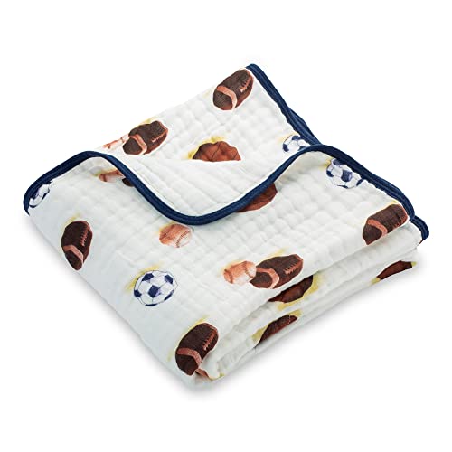 Image of LollyBanks Baby Muslin Blanket 100% Cotton, 6 Layers Muslin Quilt for Baby Boys, Large 47 x 47 Inches Versatile Crib Blanket, Lightweight and Breathable Baby Blanket, Registry (Sporty Theme)