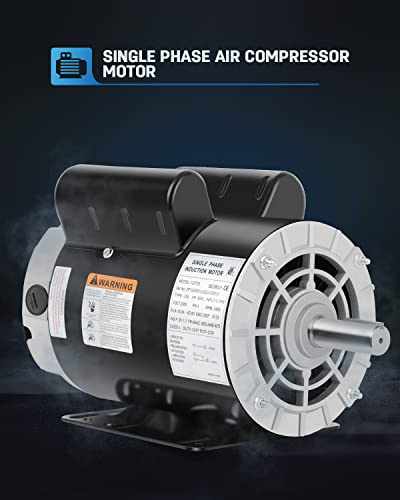 Air Compressor Motor 5HP SPL Electric Motor, 3450 RPM, 230V Single Phase Motor, 56HZ Frame 7/8 Keyed Shaft 60 HZ