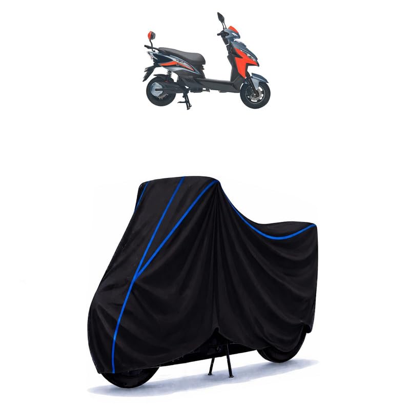 Image of Scooty Cover Water Resistant for E Bike Wolf Electric | Universal Scooter & Bike Cover | Heavy Duty UV Dust, Rain & Scratch Protection | Elastic Fit All Weather Indoor Outdoor | Black with Blue Piping