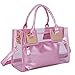 Cooba 2Pcs Women Clear Jelly Tote Beach Crossbody Transparent Messenger Shoulder Bag Handbag, Pink, One_Size