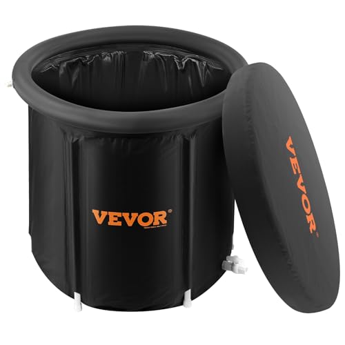 VEVOR Eisbadewanne, 80 cm langes Tauchbecken für Kaltwassertherapie für Sportler, tragbares Outdoor-Eisfass-Tauchbecken zur Erholung, 290 l aufblasbare Faltbadewanne mit Abdeckung