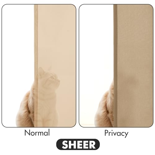 Image of MIULEE Brown Semi Sheer Privacy Curtains Drapes 2 Panels 52W x 90L | Semi sheer privacy, non-see-through, light filtering, fits kitchen, bathroom, bedroom