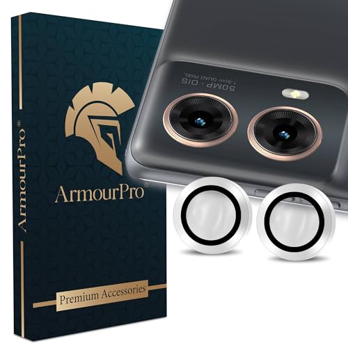 Image of ArmourPro Camera Rings Tempered Glass for Motorola Edge 50 Fusion and Moto G85, Tough HD Individual Aluminum Alloy Rings 9H Camera Cover, Scratch-Resistant,Camera Lens Protection| Silver, 1 Pack