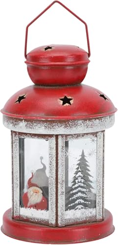 Dekorative Weihnachtslaterne Rot Metall Glas Vintage Design mit...