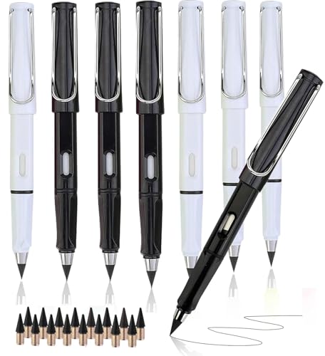 XIUSHE Set de 8 lápices infinitos de escritura metálicos sin tinta miniatura 1