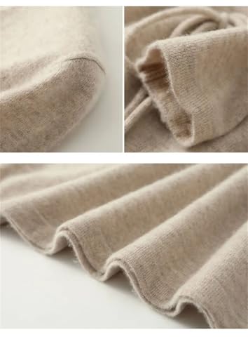 Women's V-Neck Pullover Dress 100% Merino Wool Long Sleeve Sweater Skirt with Waist Tie Autumn Winter Outfit 6