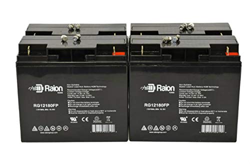 Raion Power 12V 18Ah Replacement AGM Battery for Clore Automotive JNC105 Jump-N-Carry Jump Starter - 4 Pack