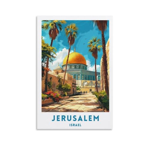 Poster di viaggio di Gerusalemme Israele Stampa artistica su tela di dipinti ad olio Riproduzione moderna su tela Stampa artistica su tela Paesaggio astratto Immagini stampate su tela Arte da parete