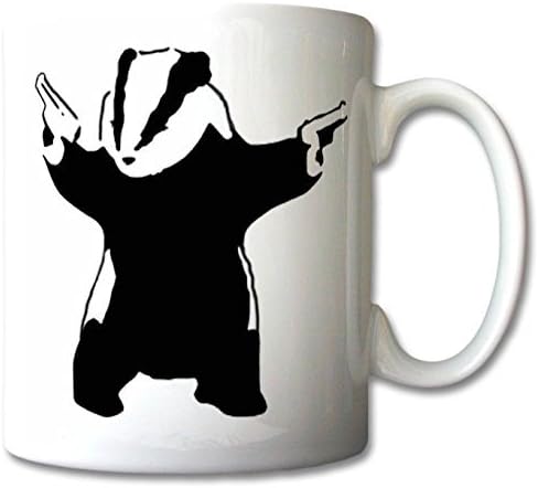 Badger with Guns Mug Cup Gift Retro