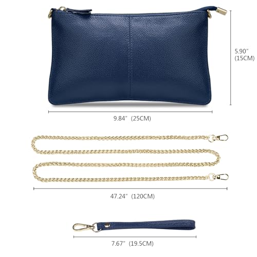 Image of YALUXE Genuine Leather Wristlet Handbags Purses Cell Phone Pocket Clutch Wallet Crossbody Bags for Women