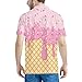 Pinupub Cute Short Sleeve Polo Shirts for Men Pink Ice Cream Print Summer Hawaiian Shirt Regular Fit Casual Classic Athletic Golf Polo Shirts