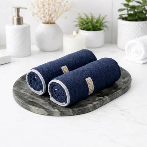 Image of LINEAR Microfiber Hand Towels /Small Size Towel /Face Towel /Towel for Men, Women & Babies /Ultra Soft, Absorbent & Quick Dry Towels for Gym, Travel 500 GSM (Blue-2)