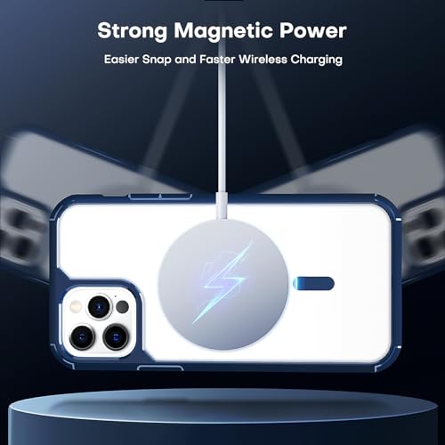 Image of TAURI for iPhone 12 Pro Max Case, Compatible with MagSafe, Blue | with Screen Protector, Not-Yellowing Military-Grade Protection, Shockproof Slim Magnetic Case for iPhone 12 ProMax
