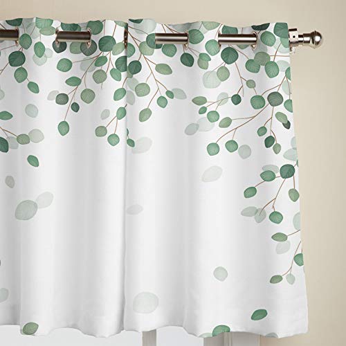 Window Treatment Sheer Curtains Rural Eucalyptus Leaves Plant,2 Panels Kitchen Tier Grommet Draperies & Curtains 39 Inch Length For Living Room/Bedroom/Patio/Sliding Glass Door #TOP2