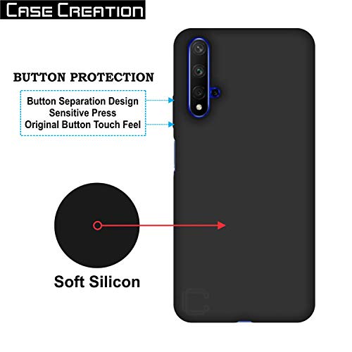 Image of Case Creation for Honor 20 2019 Back case, Huawei Honor 20 Slim Flexible Smart Look case with 360 Camera All Angle Protection (Pure Black)