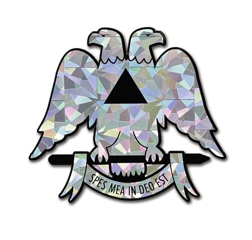 Image of Elektroplate Scottish Rite Masonic Silver Reflective Car Decal 3.0 inch | Premium Weatherproof Automotive Grade Metallic Double-Headed Eagle Sticker for Water Bottle, Laptop & More; Made in the USA