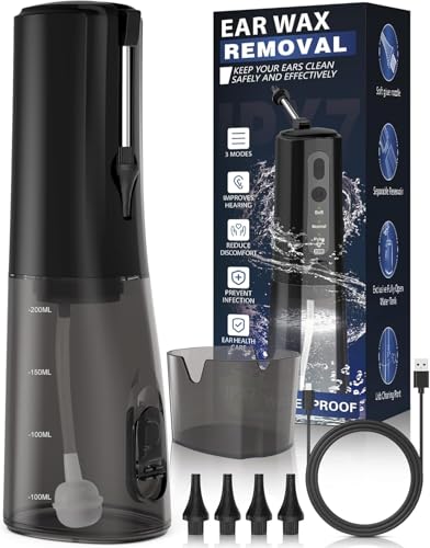 Ear-Wax-Removal, Electric Ear Irrigation Flushing System, Water Powered Ear Cleaner for Earwax Buildup, Rechargeable Ear Wax Removal Tool, Safe and Effective Ear Cleaning Kit for Adults and Kids