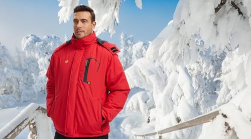 Image of QPNGRP Mens Waterproof Fleece Ski Jacket Windproof Winter Snow Coat
