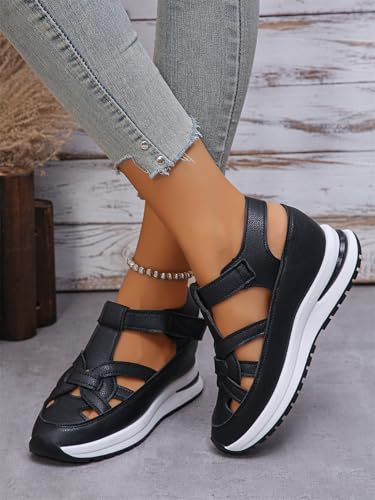 Northend Orthopedic Sandals for Women, Women's Hollow Out Breathable Platform Wedge Sandals Sneakers, Closed Toe Comfortable Casual Stylish Roman Sneakers4