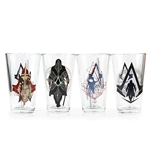 Assassin's Creed OFFICIAL Syndicate Pint Glasses | Premium Collector's Set With Chracter & Logo Prints | 16 oz. Set of 4