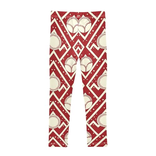 Baseball Geometric Design Girls Leggings Soft Stretch Workout Yoga Dance Pants for Kids Casual Tights2