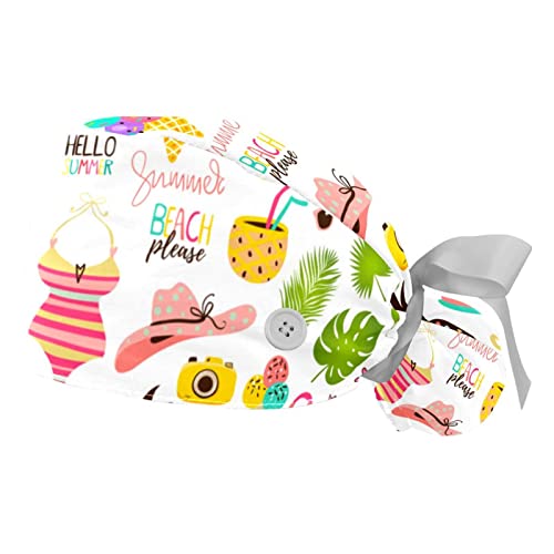Chapeaux de travail respirants JDEZ lot de 2 casquettes bouffantes motifs crème glacée
