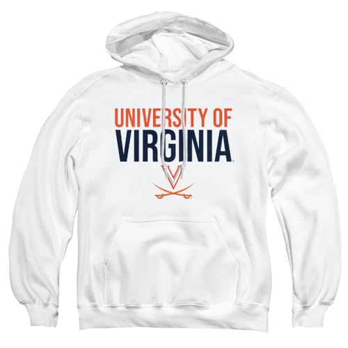 University of Virginia Official Stacked Unisex Adult Pull-Over Hoodie,White, Medium