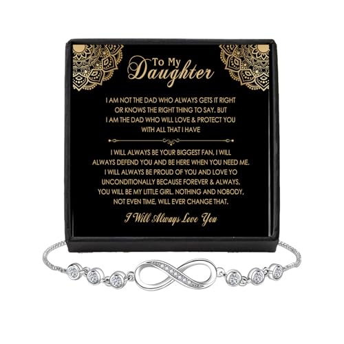 Image of To My Daughter Bracelet From Mom And Dad With Heartfelt Message & Elegant Box, Valentines Gifts For Daughter, Jewelry Gift For Daughter From Mother and Father On Birthday, Graduation