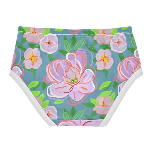 Cotton Toddler Underwear Custom Flowers Pastel Pink Light Purple Cute Panties Girl Artistic Kids Undies Briefs 2t2