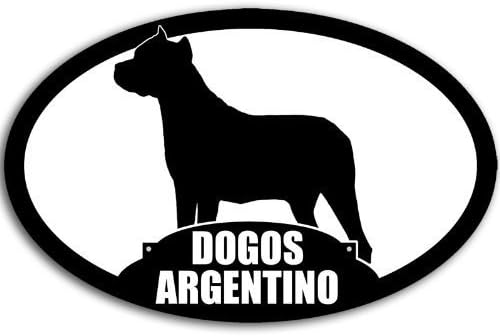 Pegatina de silueta argentina ovalada de Dogos (calcomanía de perro mastín argentino)