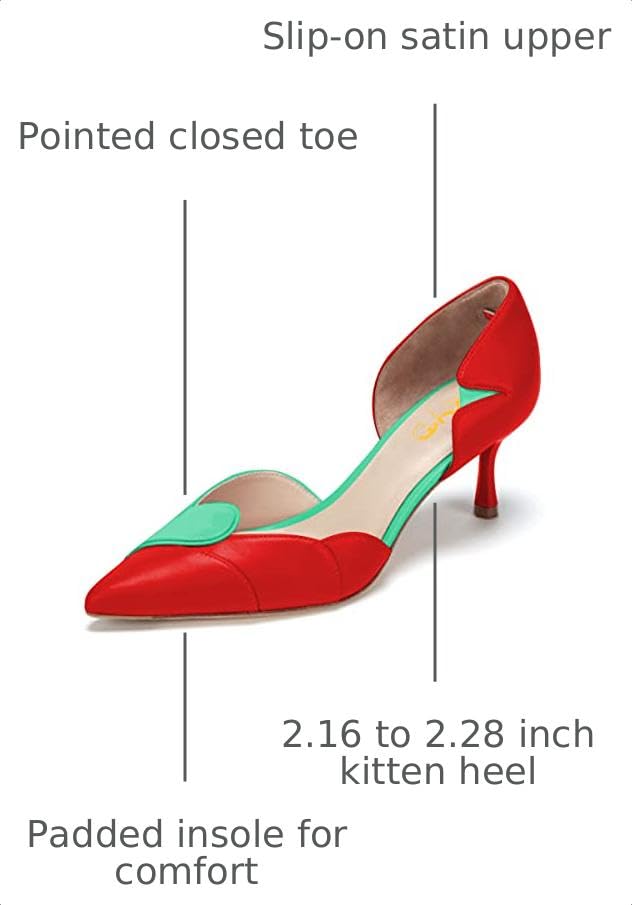 Image of XYD Women's Pumps, Elegant Pointed Toe, D'Orsay Kitten Low Heels, Rhinestone Studs, Slip-On Satin Shoes for Wedding
