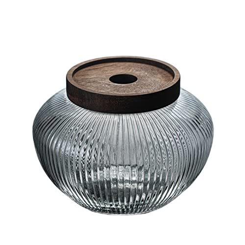 nihngvjm canisters Transparent Food Glass Jar with Lid Vertical Pattern Sealed Candy Food Storage Jar Bottle Home Tea Tin Home Decoration (Color : 10)