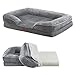 Juskys Hundebett Sheena L orthopädisch, waschbar & rutschfest - 98 x 70 x 17 cm - Hundesofa flauschig mittelgroße Hunde Grau - Haustierbett Hundesofa
