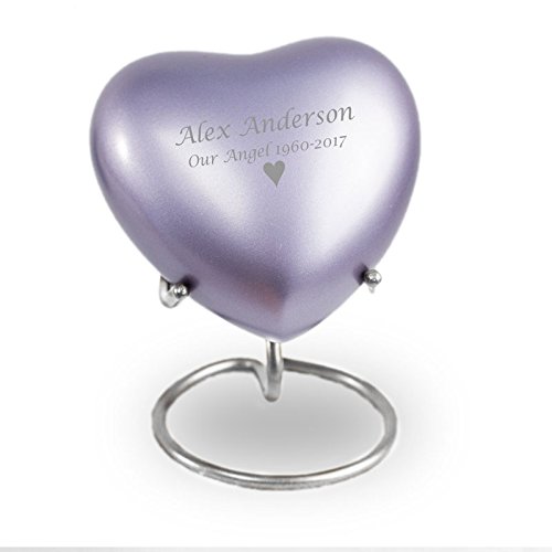 Lineas Bronze Memorial Heart Keepsake Urns - Extra Small - Holds Up To 3 Cubic Inches Of Ashes - Lilac Purple Cremation Urn For Ashes - Engraving Sold Separately #TOP4