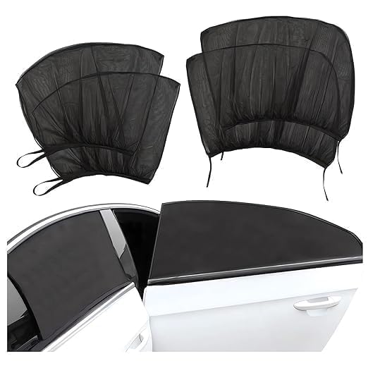 Image of 4 PCS Car Window Sun Shade Breathable Mesh Side Window Covers with UV Protection, Car Mosquito Net Curtain for Baby, Family & Pets, Fits Most Cars