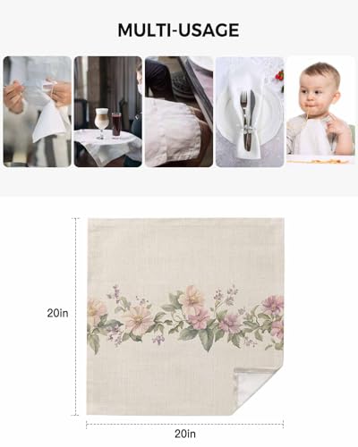 Servilletas de Tela Pack 4, Acuarela Floral Pastoral miniatura 5