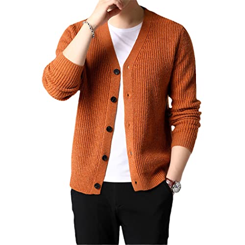 Cardigan épais homme en tricot chaud jaune et coupe ajustée tendance