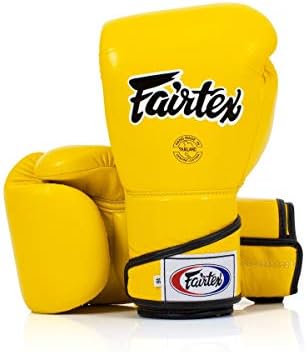 Fairtex BGV6 Stylish Angular Sparring Gloves - Locked Thumb (Yellow, 14oz)
