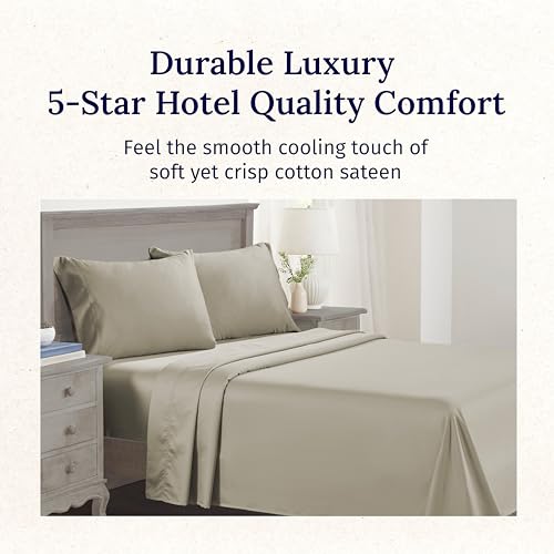 California Design Den California King Sheet Set - 100% Cotton, 600 Thread Count Deep Pocket Cal King Sheet Set, Luxury Soft Hotel-Quality Sheets with Sateen Weave (Cool Taupe)