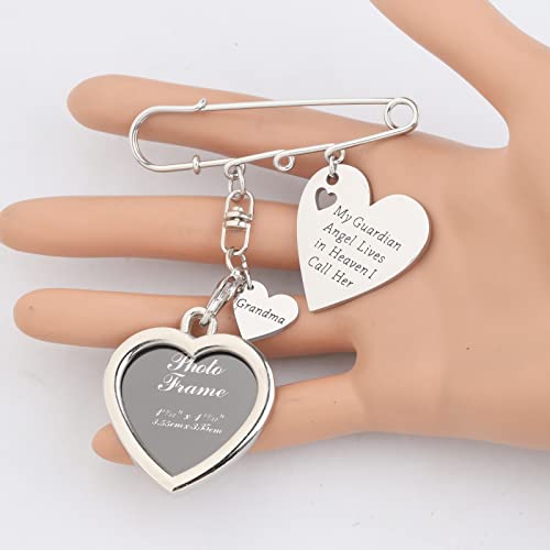 Image of LQRI Wedding Memorial Gift Wedding Boutonniere Bouquet Charm Pin Guardian Angel Grandma Walk Down The Aisle Bridal Charm in Memory of Grandma