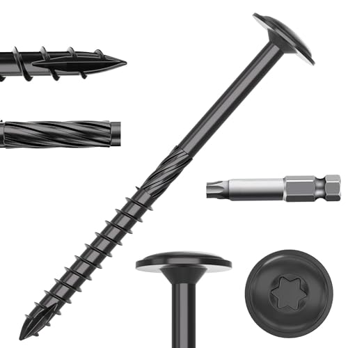 Vis T30 en étoile pour bois et clôture - Lot de 100 vis à revêtement noir avec embout Torx