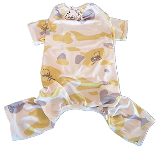 ICOUCHI 犬のパジャマ ロンパース つなぎ 春秋夏適用 中大型犬 ドッグウエア tシャツ 洋服 おしゃれ かわいい 通気 部屋着 寝間着 ルームウェア 抜け毛防止 ペット 犬の服 お散歩