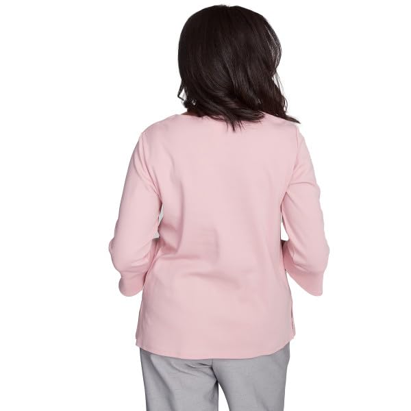 Image of Alfred Dunner Women's Estate of Mind Lace Cutout Split Sleeve Top, X-Large Pink
