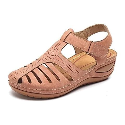 TKer Women's Retro Closed Toe Platform Wedge Sandals Cover