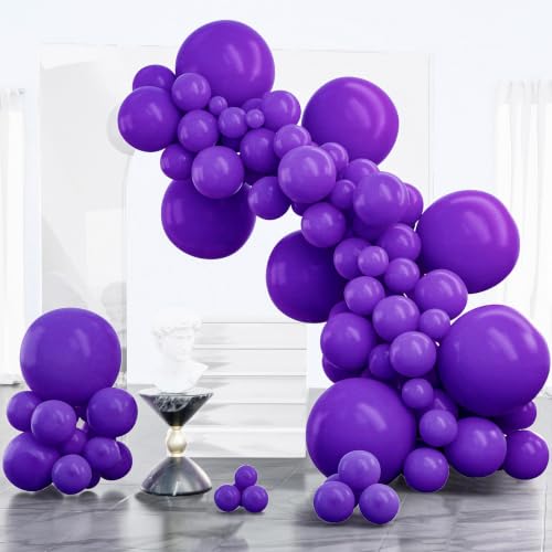 Image of PartyWoo Dark Purple Balloons 100pcs Different Sizes of 18 12 10 5 Inch Royal Purple Balloon Arch Kit Garland for Birthday Baby Shower Graduation Anniversary Bachelorette Party Decorations Purple-Y16