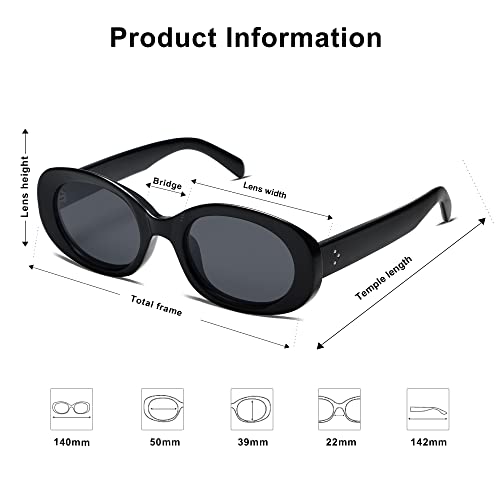 Image of Allarallvr Retro Oval Polarized Sunglasses for Women and Men Vintage Designer Style Gafas De Sol Para Mujer AR82023 Black