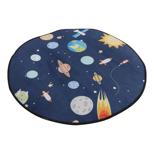 DOITOOL Alfombra Redonda Estampado de Dibujos Animados para Habitación Infantil, 60X60 CM, Fibra de Poliéster, Reutilizable y Tacto Cómodo para Cuarto de Niños